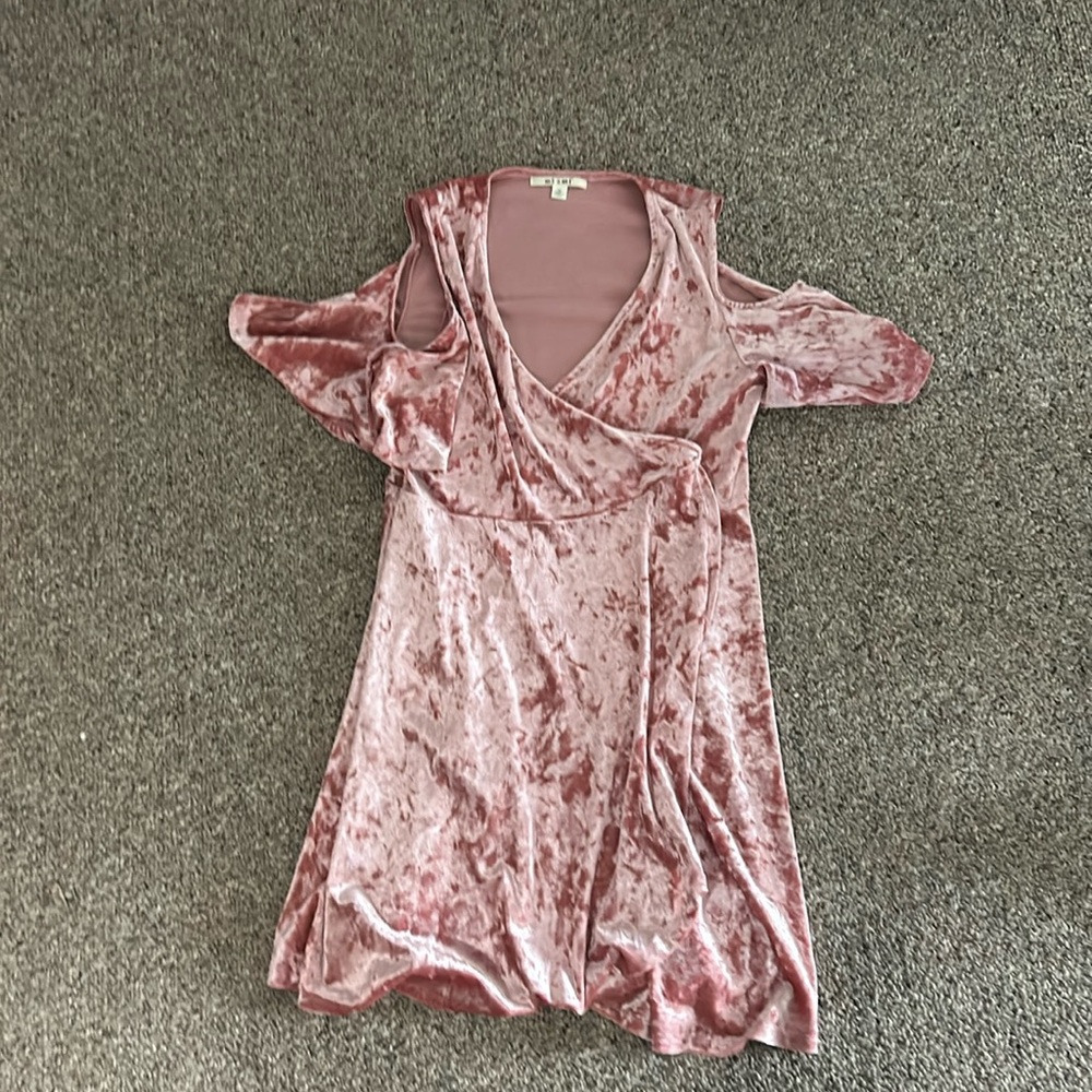 Light Pink Velvet Wrap Dress